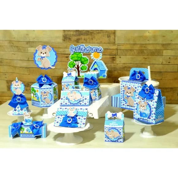 Kit 60 Lembrancinhas - Pet Azul