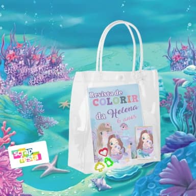 Sacola Pvc, Kit Colorir, Massinha, Cortador Festa Sereia