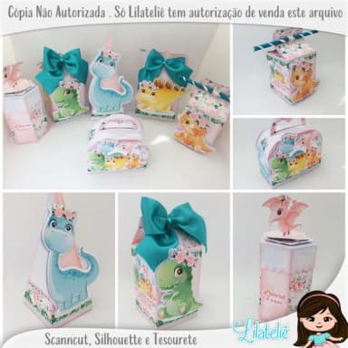 Kit 30 Lembrancinhas Dinossauro Rosa Menina