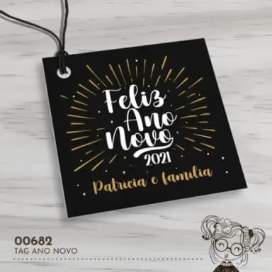 Tag Quadrada Feliz Ano Novo - 00682