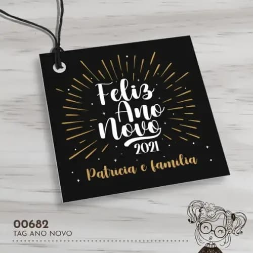 Tag Quadrada Feliz Ano Novo - 00682