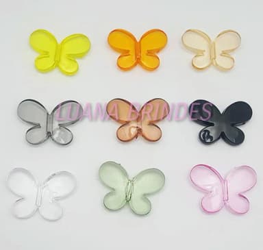 Borboleta Acrílico Colorido Passante 2,5cm Pct 20 Unids