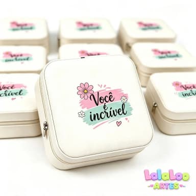 Mini Porta Joias Portátil de Bolsa Personalizado com divisões para Brincos Colares e Pulseiras