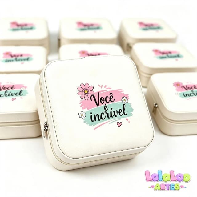 Mini Porta Joias Portátil de Bolsa Personalizado com divisões para Brincos Colares e Pulseiras