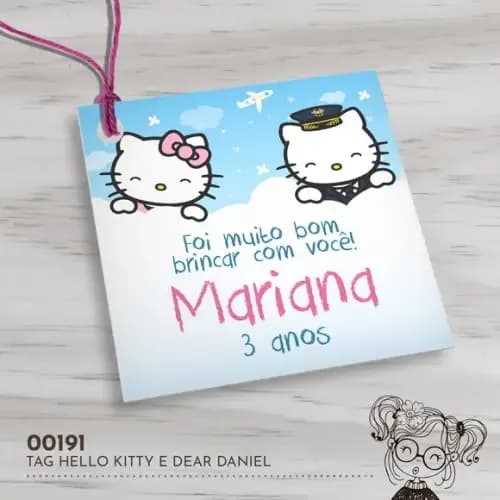 Tag Quadrada Hello Kitty e Dear Daniel - 00191