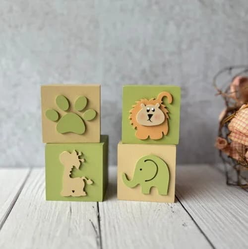 Safari Bichos Cubos 6x6cm - Decoração Bebê