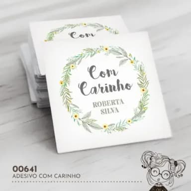 Adesivo Quadrado com Carinho - 00641