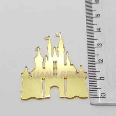 Apliques Castelo de Acrílico Espelhado 4,1cm Pct 4 Unidades