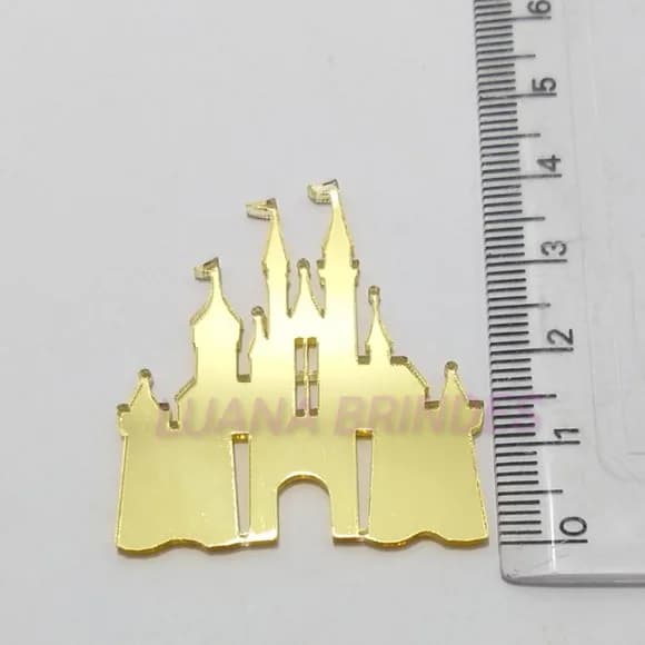 Apliques Castelo de Acrílico Espelhado 4,1cm Pct 4 Unidades