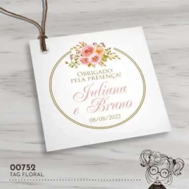 Tag Quadrada Floral - 00752