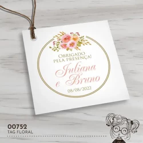 Tag Quadrada Floral - 00752