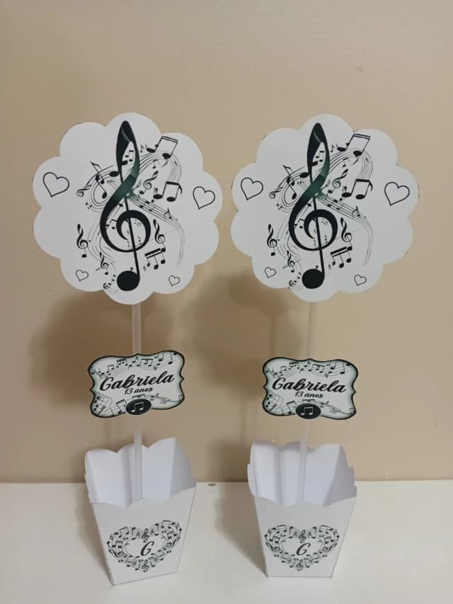 Centro de Mesa Personalizados Notas Musicais