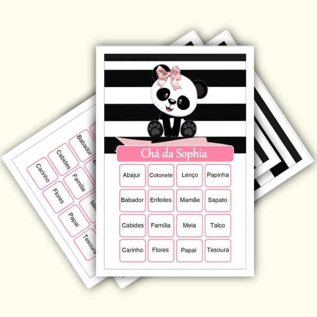 Bingo Chá de Bebê Menina Pdf Para Imprimir