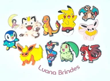 Apliques Pokémon Emborrachado Pacote com 10 Unidades