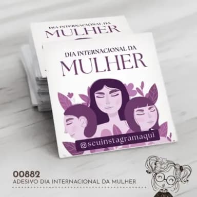 Adesivo Quadrado Dia Internacional da Mulher - 00882