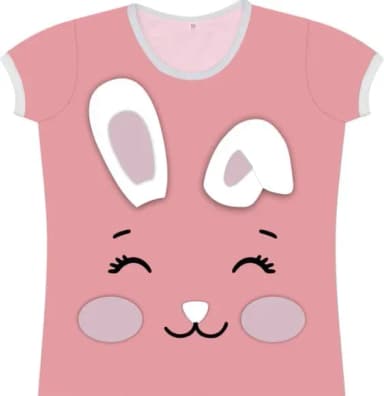 Blusa Adulto Fantasia Camiseta Coelho Rosa Estampa Divertida Feminina
