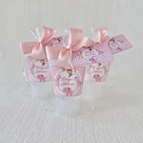 Álcool Gel 70% Safari Rosa Lembrancinha Maternidade