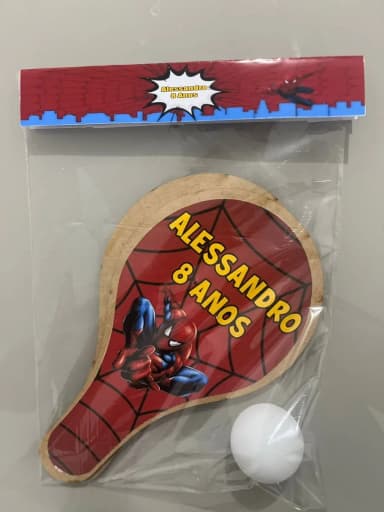 Raquete de Ping e Pong Personalizada para lembrancinhas do Homem Aranha