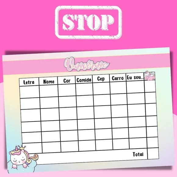 Jogo do Stop ( Conhecido Como Adedanha)