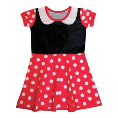 Vestido Infantil Fantasia Ratinha Vermelho Poá Bolinhas Brancas