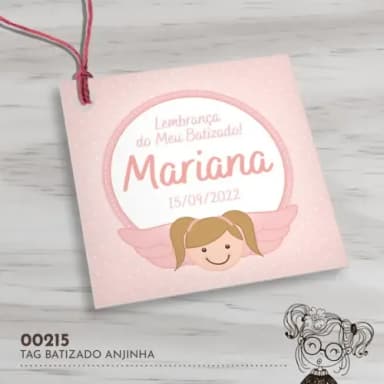 Tag Quadrada Batizado Anjinha - 00215