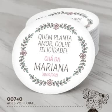 Adesivo Redondo Floral - 00740