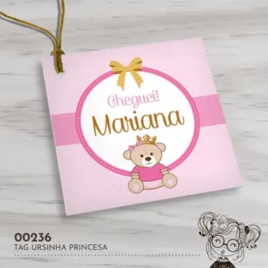 Tag Quadrada Ursinha Princesa - 00236