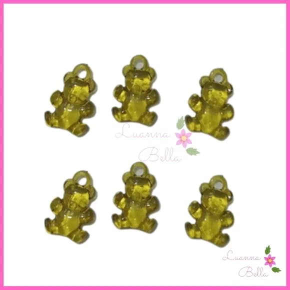 Pingente em Acrílico Mini Ursinho Verde Musgo - Pct 40 Unds