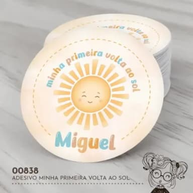 Adesivo Redondo Minha Primeira Volta ao Sol - 00838