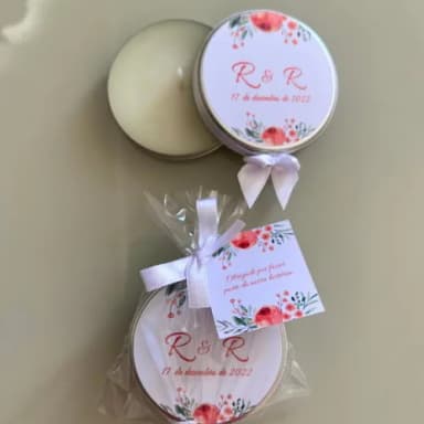 Lembrancinha Casamento Vela Aromática Floral Laranja