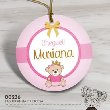 Tag Redonda Ursinha Princesa - 00236