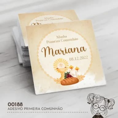 Adesivo Quadrado Primeira Comunhão - 00188