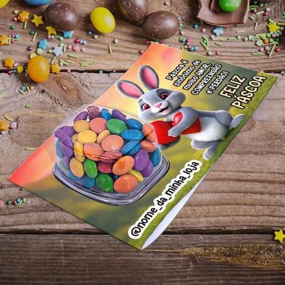 Cartão de Páscoa Blister com Confete Coelho