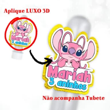 Aplique para Lembrancinhas Festa Stitch Angel com Relevo 3d