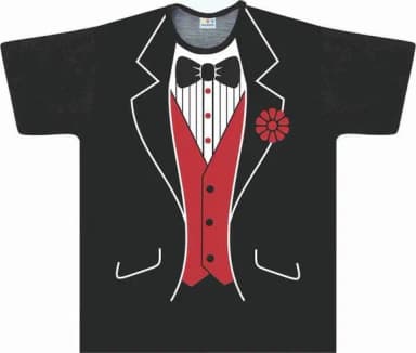 Camiseta Infantil Fantasia Smoking de Gala com Colete Vermelho e Gravata Borboleta