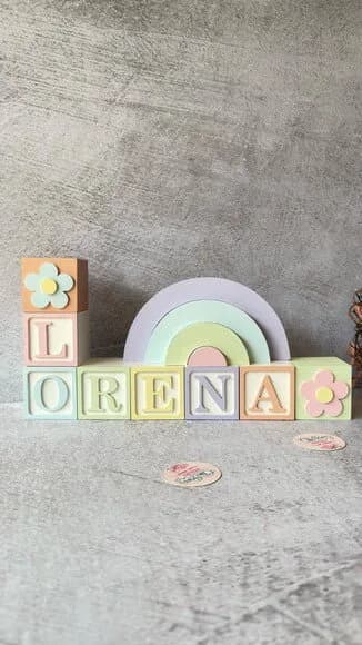 Tons Pastel Cubos 6x6cm Ts + Arco Íris. Decoração Bebê