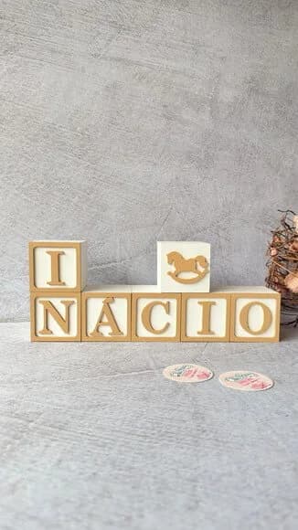 Cavalinho de Balanço + Cubos 6x6cm Ts Decoração Bebê