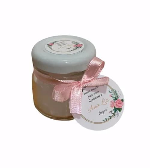 Lembrança Maternidade Vela Vegetal Aromática Vidro Floral
