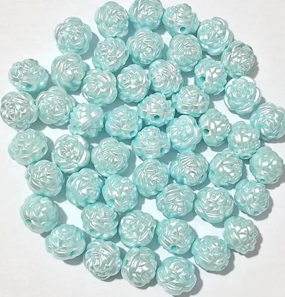 Pérola Flor Azul 12mm - Pct com 50 Unidades