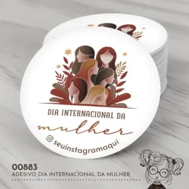 Adesivo Redondo Dia Internacional da Mulher - 00883