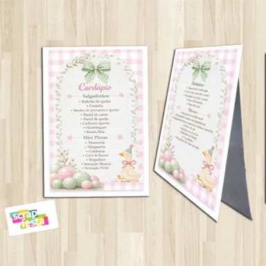 Menu Cardápio Cavalete Festa Patinhos Aquarela