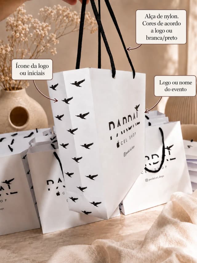 Sacolas de Papel - Personalizada - Alça de Nylon