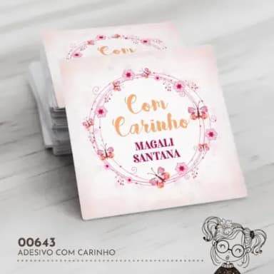 Adesivo Quadrado com Carinho - 00643