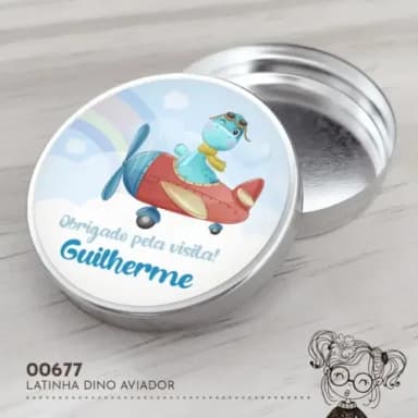 Latinha Adesivada Dino Aviador - 00677