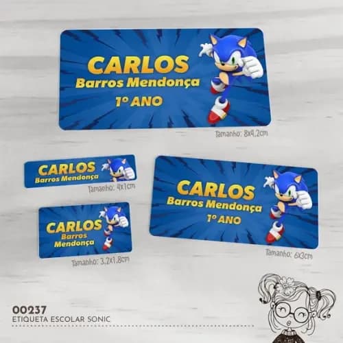 Etiqueta Escolar Sonic - 00237