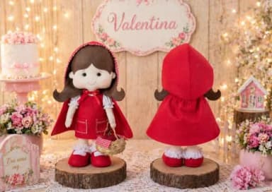 Boneca Chapeuzinho Vermelho De Feltro Decoração Festa 40 Cm