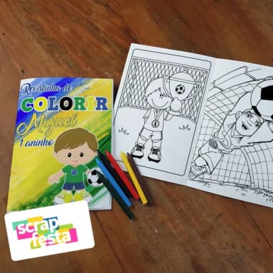 Revista Colorir + Giz de Cera Festa Esporte Futebol Copa