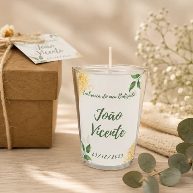 10 unidades Vela Aromática no Copo Lembrancinha Personalizada Batizado,Casamento, Aniversario e etc. Fazemos Qualquer Tema