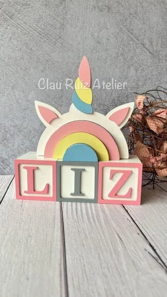 Candy Colors-cubos 6x6cm+arco Íris Unicórnio Decoração Bebê