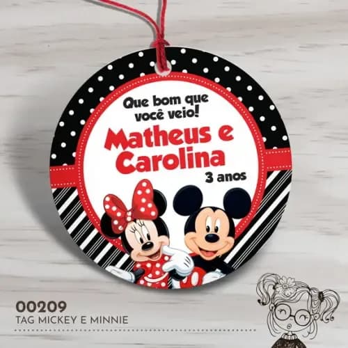 Tag Redonda Mickey e Minnie - 00209